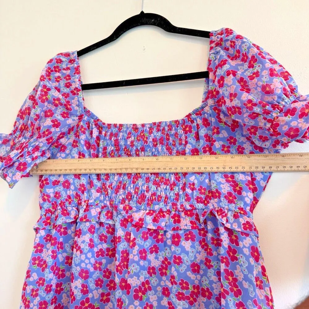 Maternity ruched bust mini short sleeve tea dress in purple floral size M - Image 13