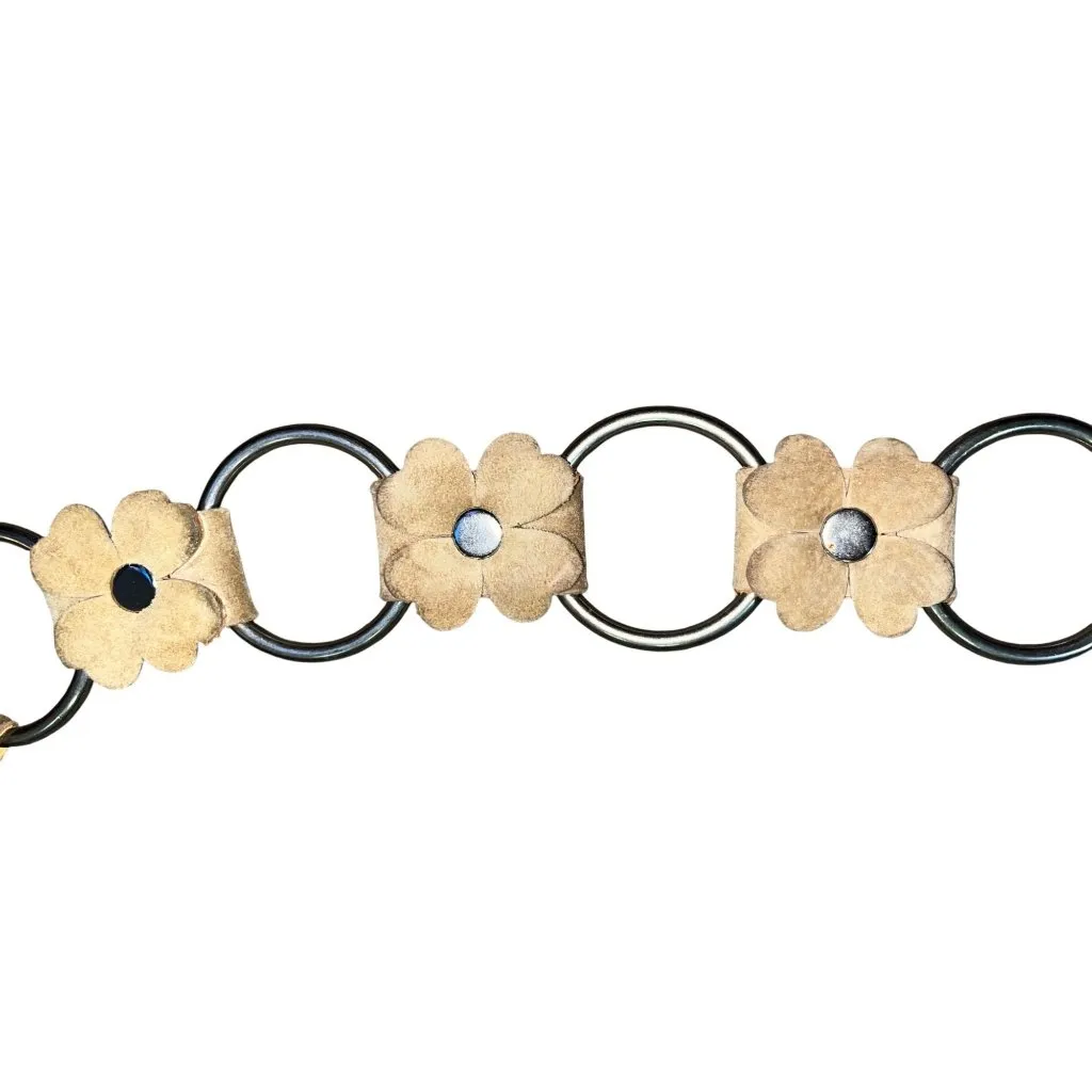 Retro Hippie Floral Suede Chain Belt Boho Festival Western Used Womens 38” - Image 16