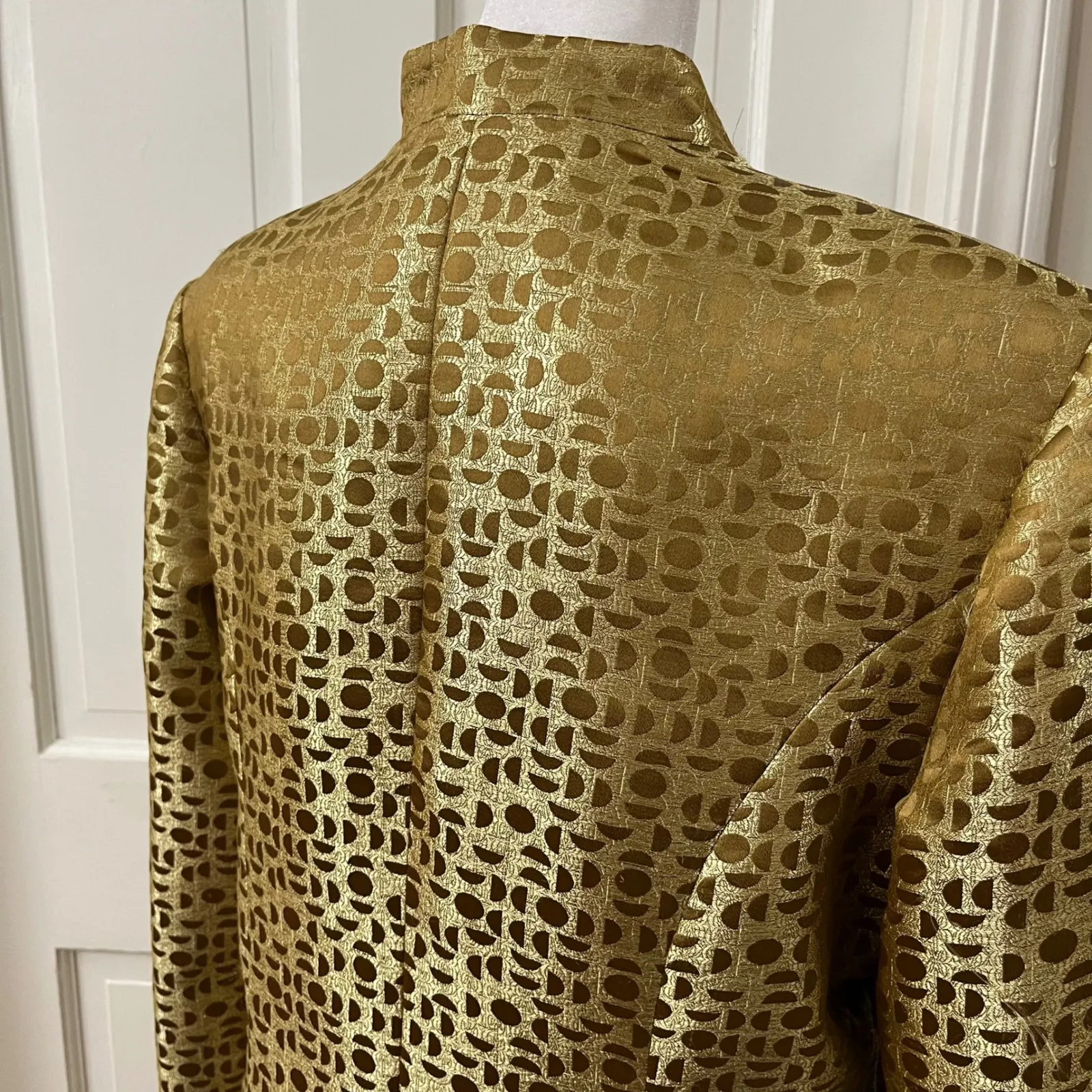 TERRAMINA Sz 12 Gold Brocade Blazer Jacket Skirt Suit Church Evening Modest - Image 6