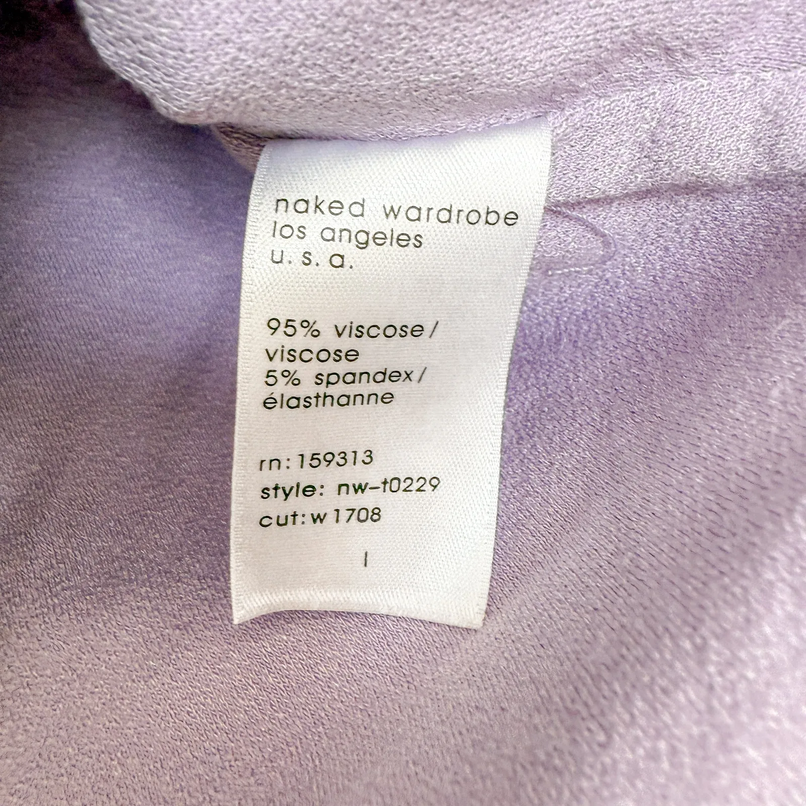 Naked Wardrobe Mock Neck Ribbed Short Sleeve Crop Top Lavender‎ Size Large NWOT - Image 5