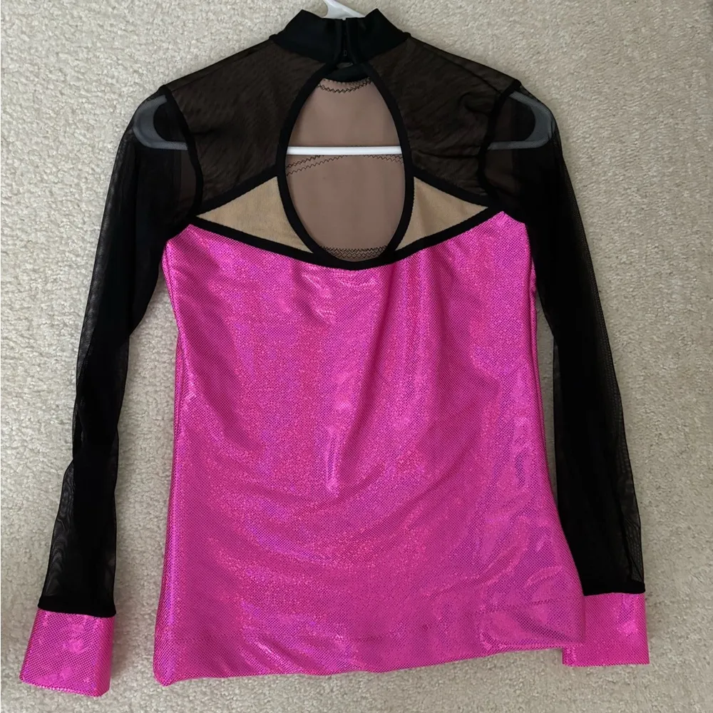 Custom Made Dance Clogging Costume Pink and Black with Rhinestones - Image 3