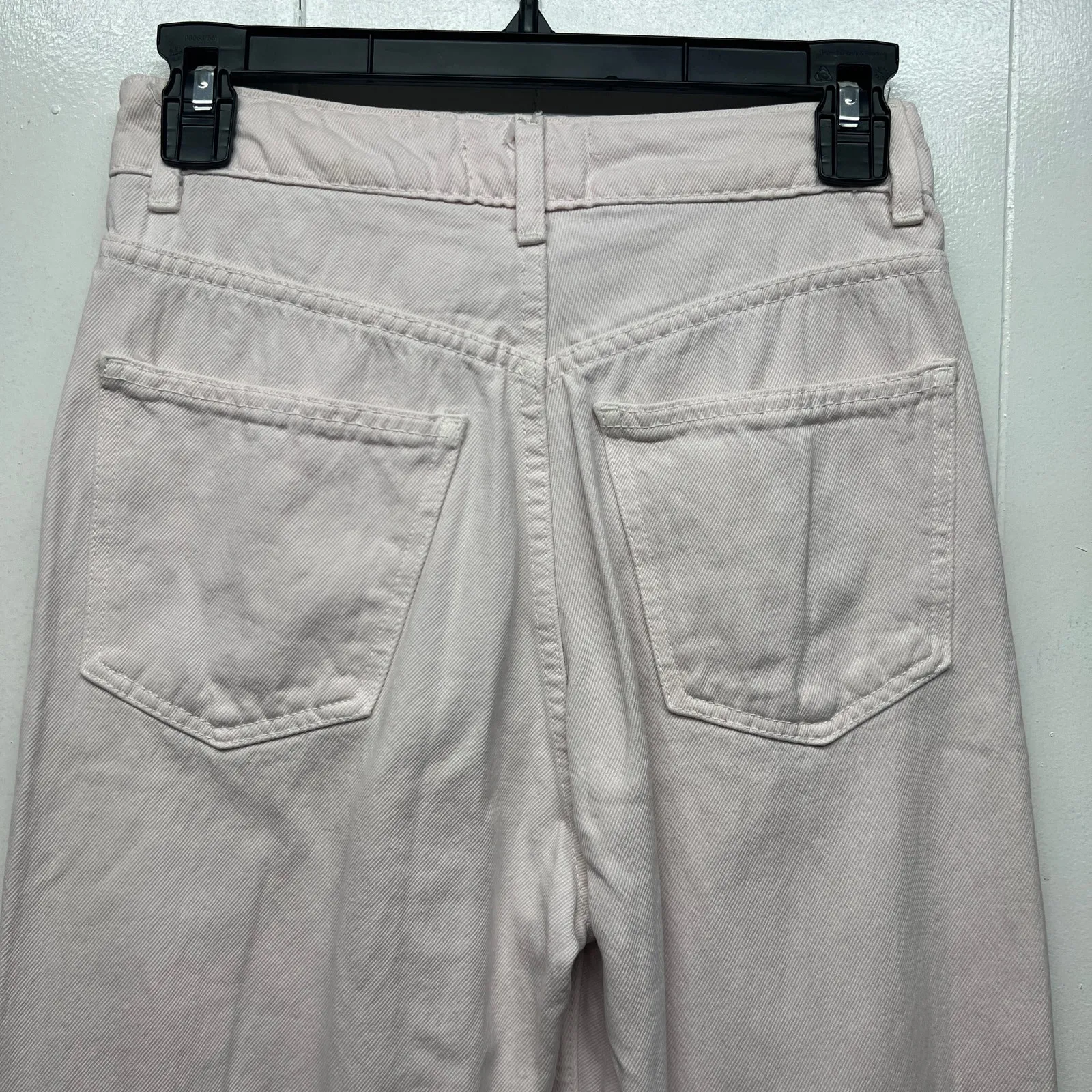 Zara High Rise Straight Leg Womens Pink Jeans Size 4 Button Fly 5-Pocket Raw Hem - Image 8