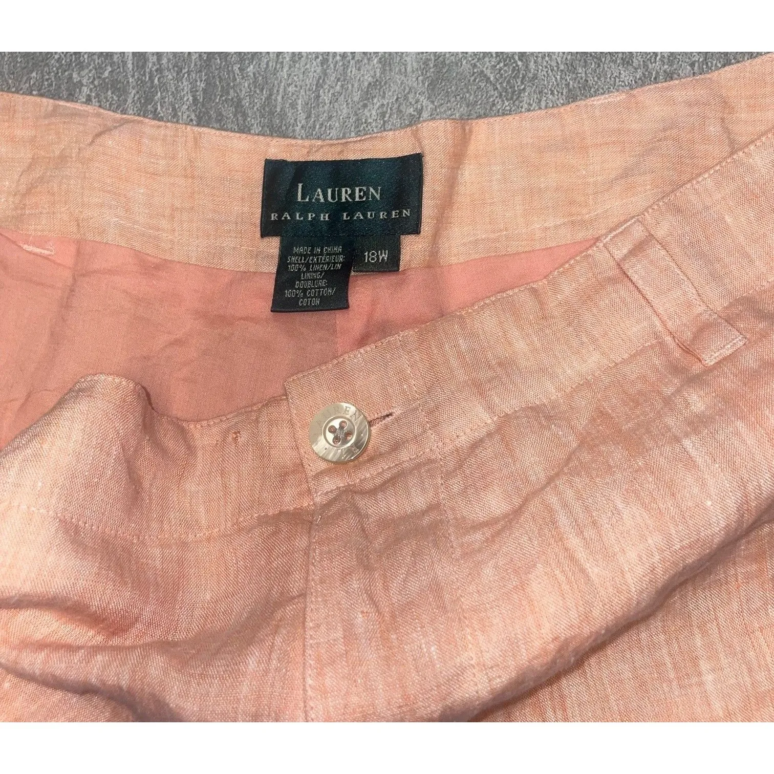 Lauren Ralph Lauren 18W Tangerine 100% Linen Cargo Pockets Beachy Coastal Comfy Orange - Image 6
