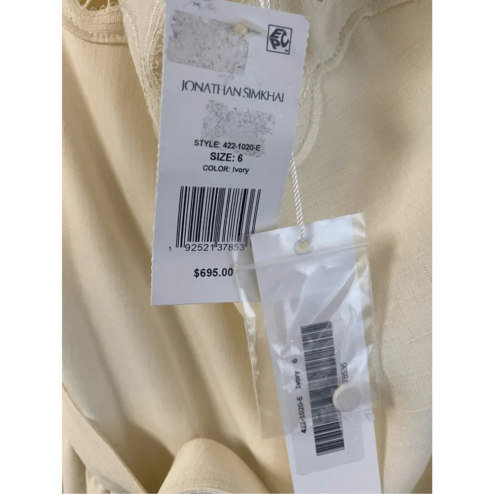 Jonathan Simkhai NWT Avra Mini Dress in Ivory Size 6 - Image 6