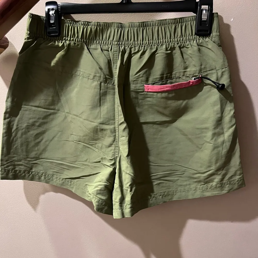 United By Blue High Waist Green and Red Summer Shorts - Image 2