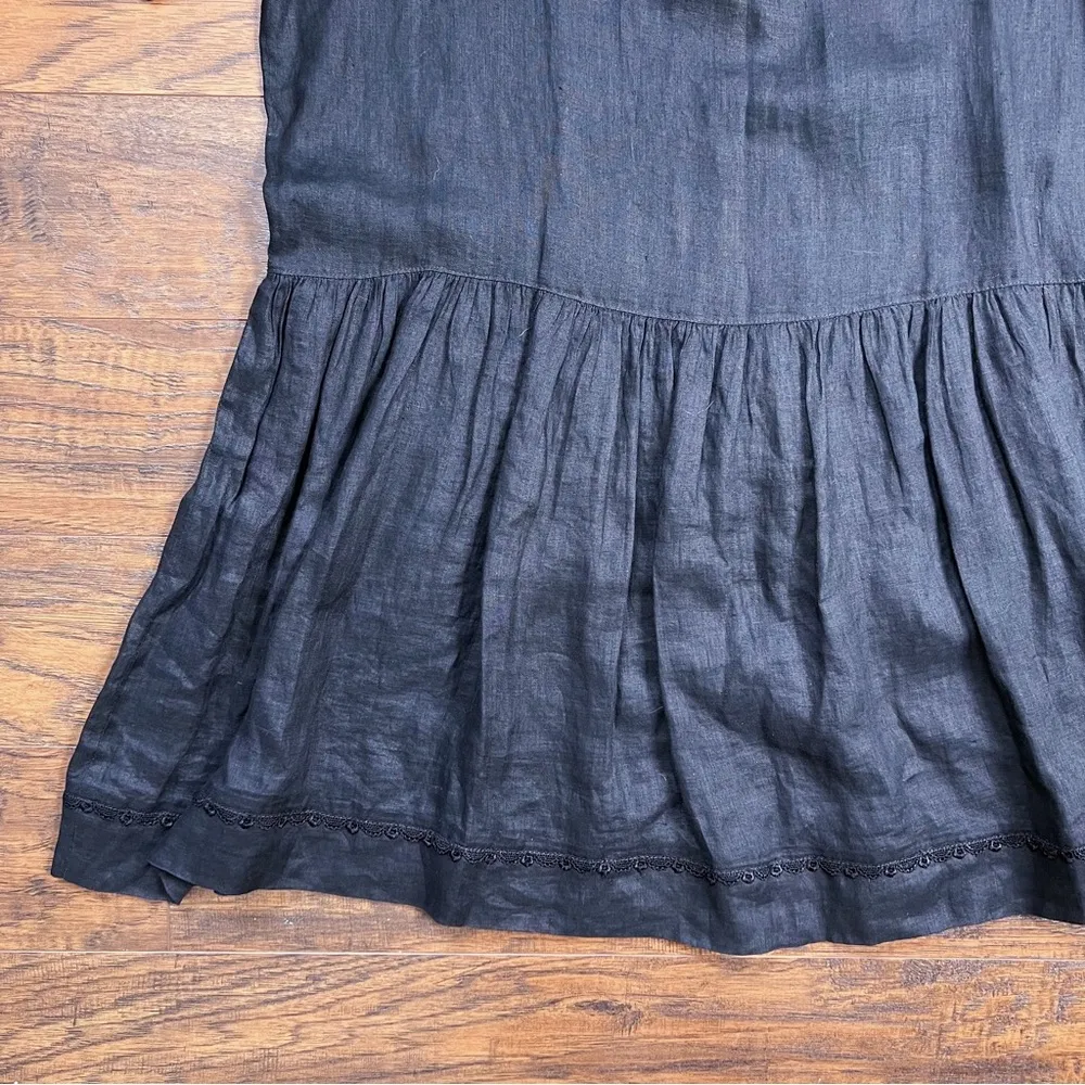 Biya • Johnny Was vintage linen mini dress oversized tunic crochet lace ruffle - Image 6