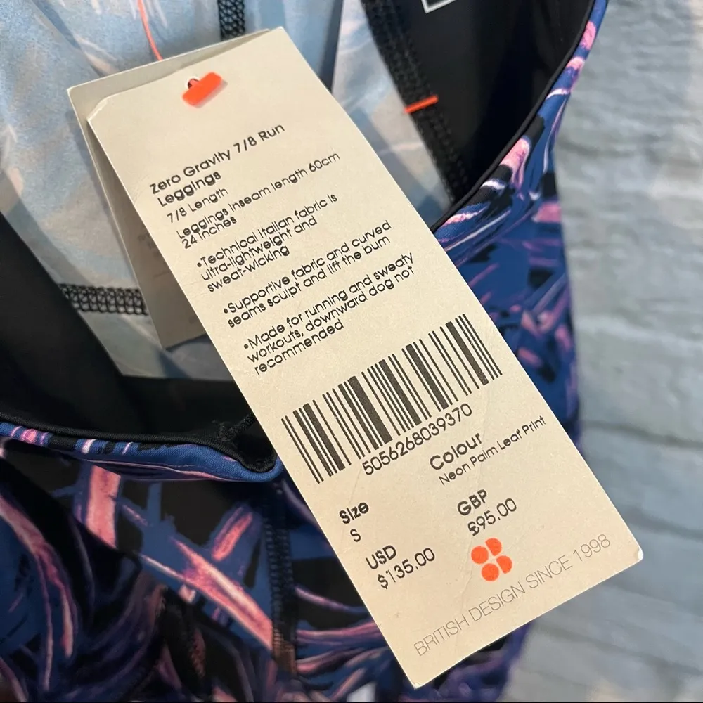 NWT Sweaty Betty The Zero Gravity Neon Palm Leaf 7/8 Stretch Workout Leggings S - Image 14