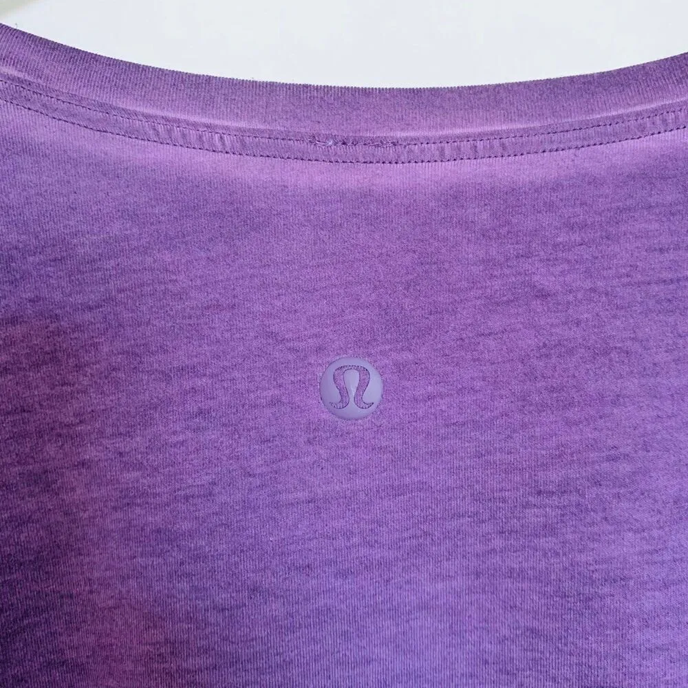 Lululemon Emerald Faded Washed Purple Ink Pima Cotton Long Sleeve Top | Size 8/M - Image 10