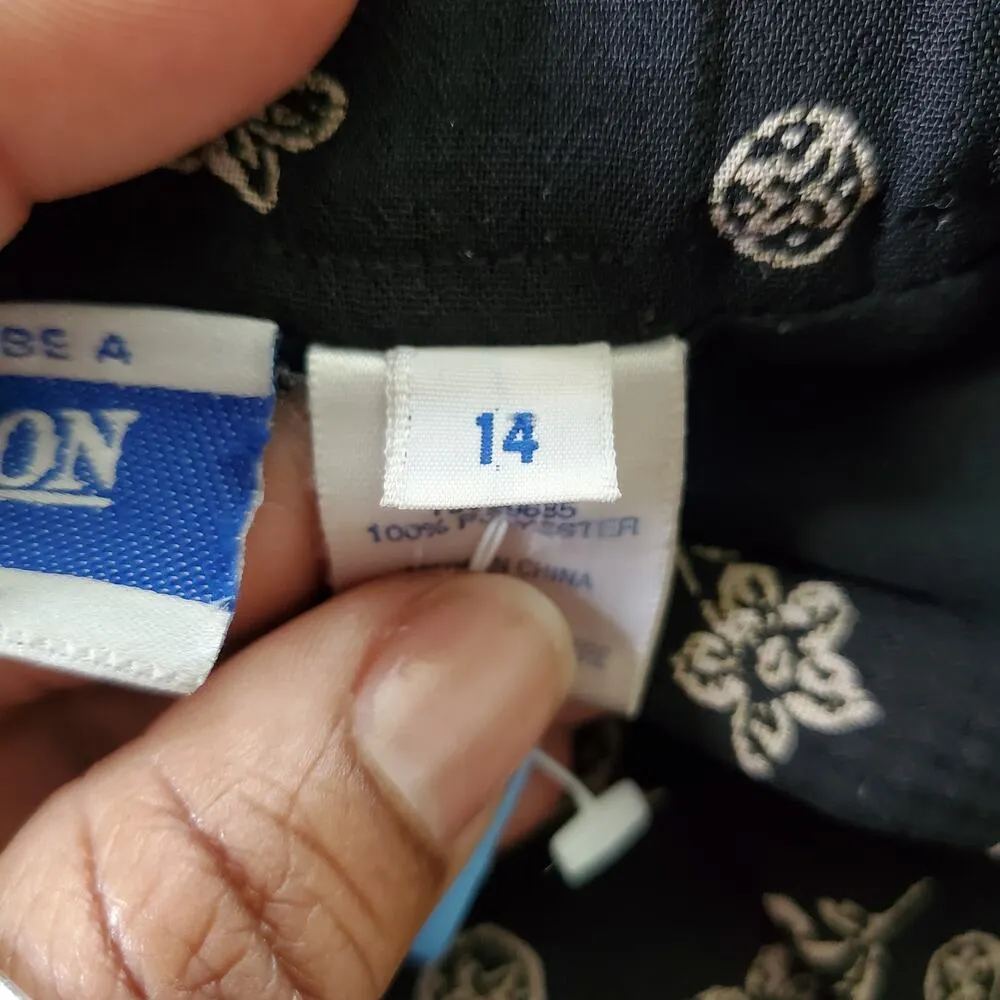 Pendleton Vintage Black Classic Floral Print Sheer Loose Fit Pants Size 14 - Image 10