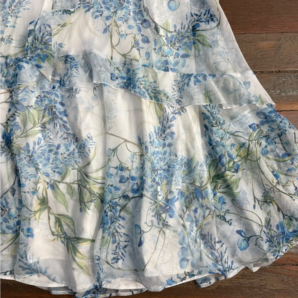 Alex Marie Lillian Chiffon Floral Ruffle Formal Maxi Dress Sz 8 🧡🍄 - Image 8