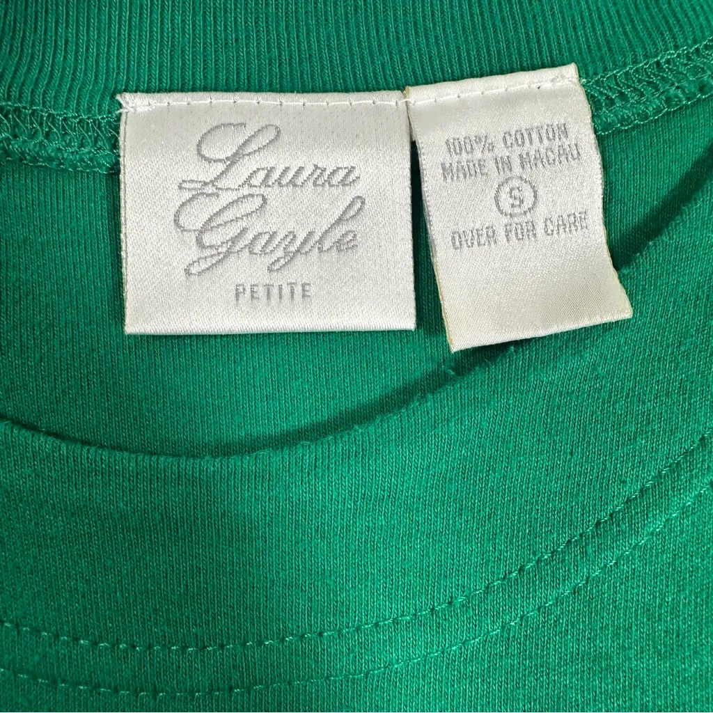 Vintage Laura Gayle Christmas Bells Sweatshirt Top Green Holiday Petite Small Size undefined - Image 4