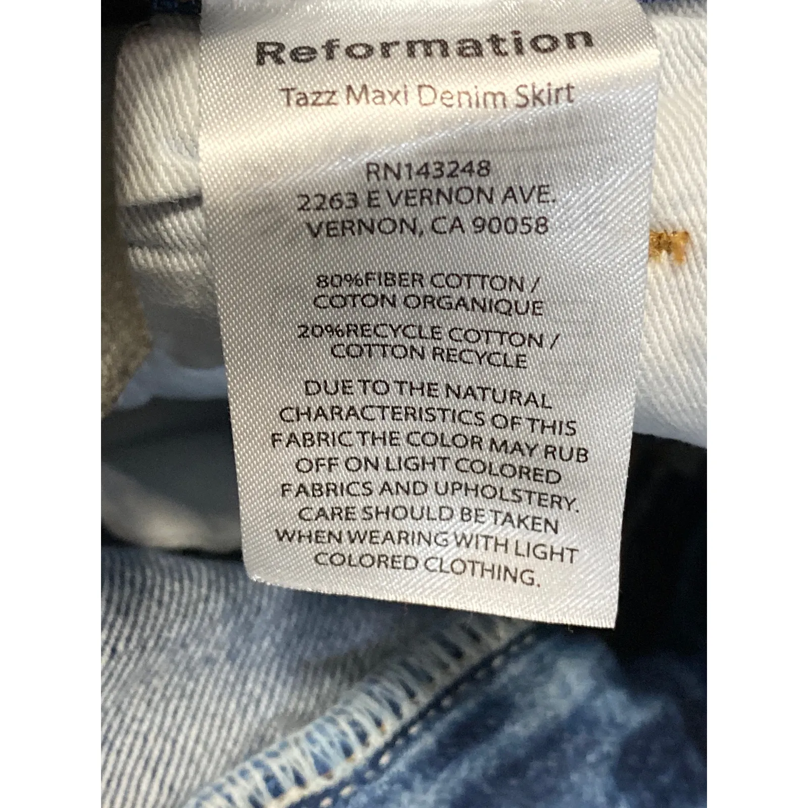 Reformation Jeans Tazz Blue High Slit High Waist Maxi Denim A-Line Skirt Size 27 - Image 4