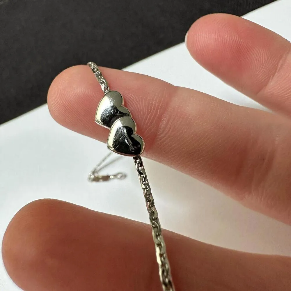 Women’s Signed Monet Silver Tone Dainty Chain Heart Bracelet 7 1/4 Inch - Image 7