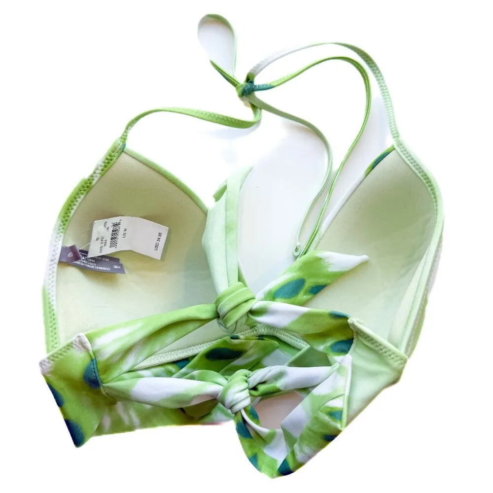 NWT  Padded Perky Triangle Halter Bikini Top Green Size Medium M NEW - Image 4