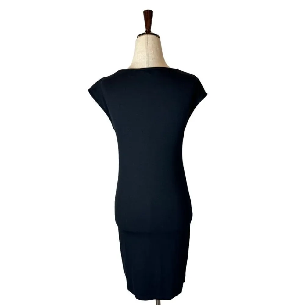Ted Baker Black Jersey Knit Abstract‎ Floral Print Crew Neck Sheath Dress Size S - Image 2