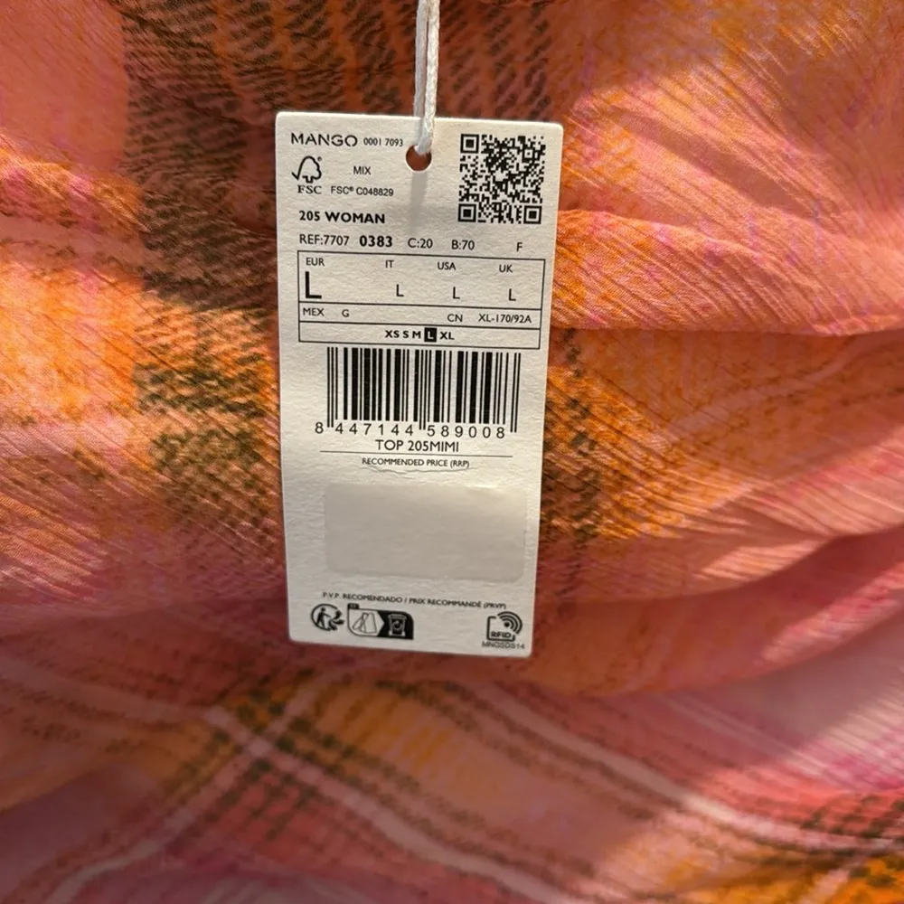 Pink and Orange Plaid Checked Print Strapless Top - Image 5