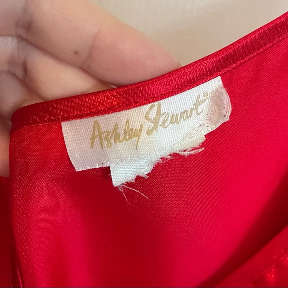 Vintage Red Satin Slip Dress Lace Ashley Stewart Babydoll Plus Size Lingerie - Image 5