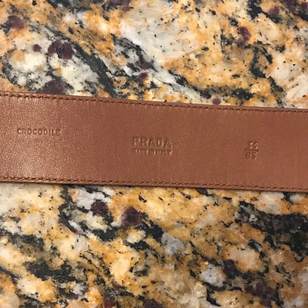 Prada Croc Studded Brown Belt sz 85/34 L - Image 5