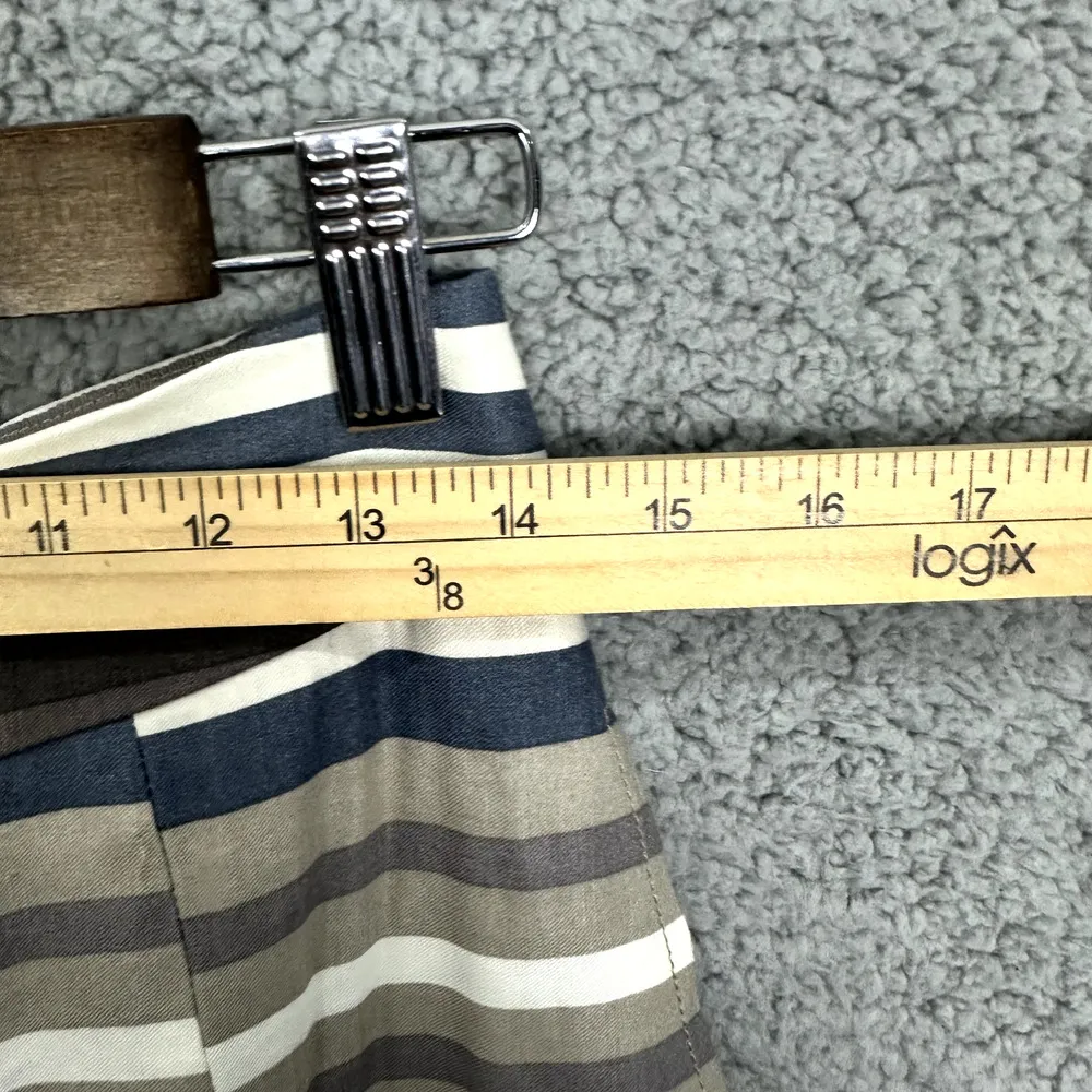 Banana Republic Pleated Skirt Womens 4 Neutral Tone‎ Striped Pockets Preppy Twee - Image 3