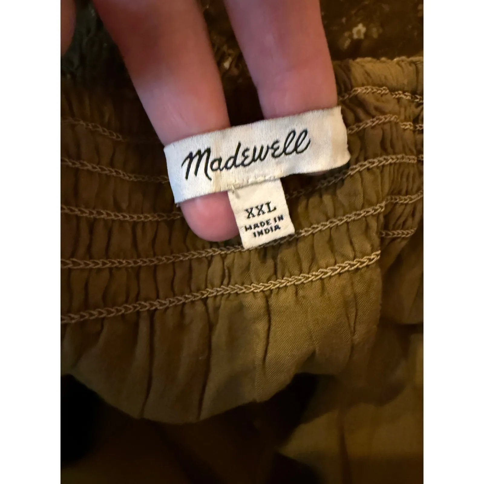 Madewell Ruffle Sleeve Tiered Midi Dress XXL Olive Daisy Stitch Cottagecore - Image 6