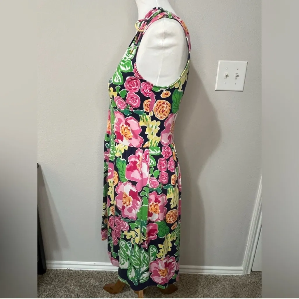 Lilly Pulitzer pink blue green floral one shoulder dress - Image 4
