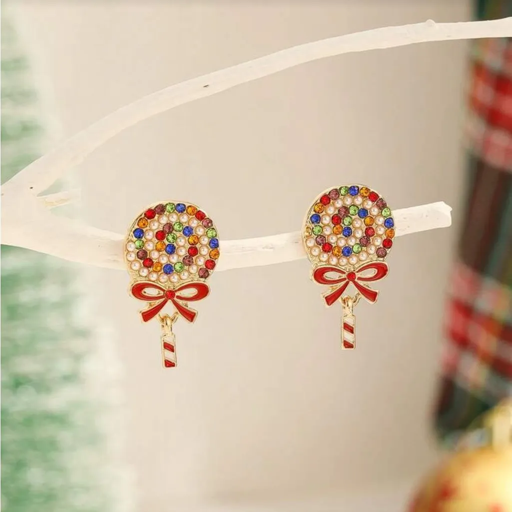 Colorful Lollipop Earrings Red - Image 2