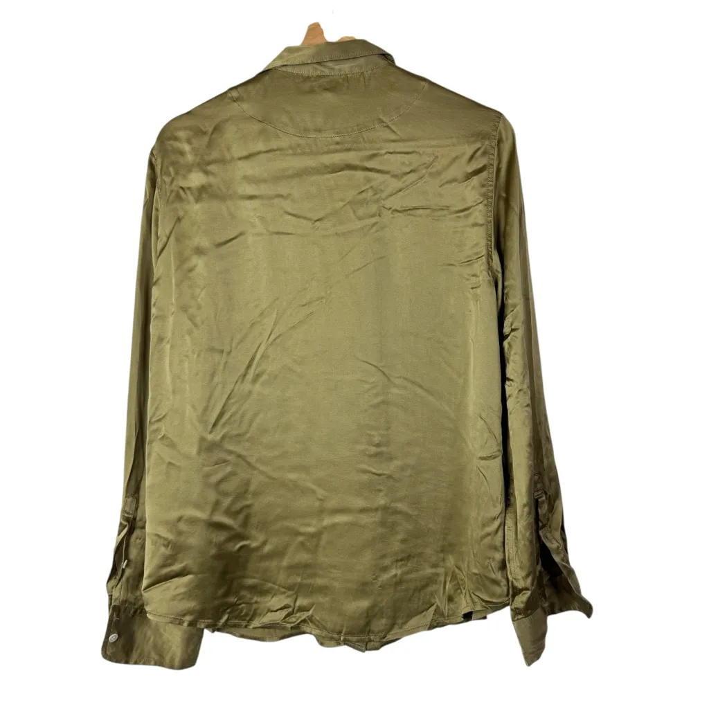 J. Crew Blythe Olive Green Silk Long Sleeve Button Down 12 - Image 2