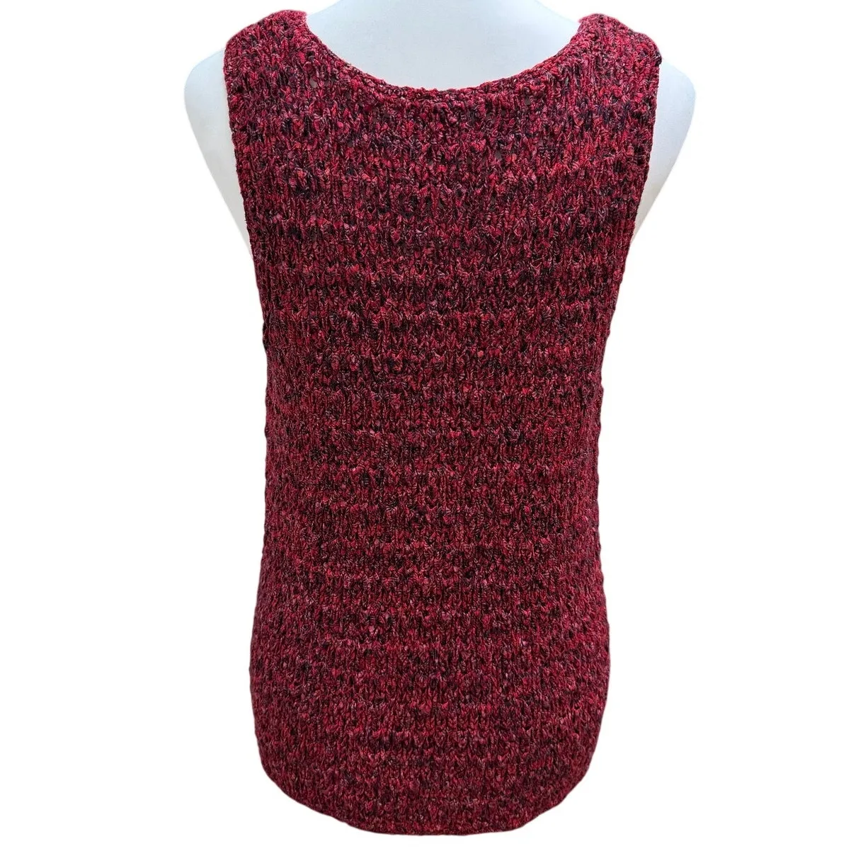 Sigrid Olsen Sport Knit Tank Tunic Womens Large Red Textured Cozy Layering Top - Image 2