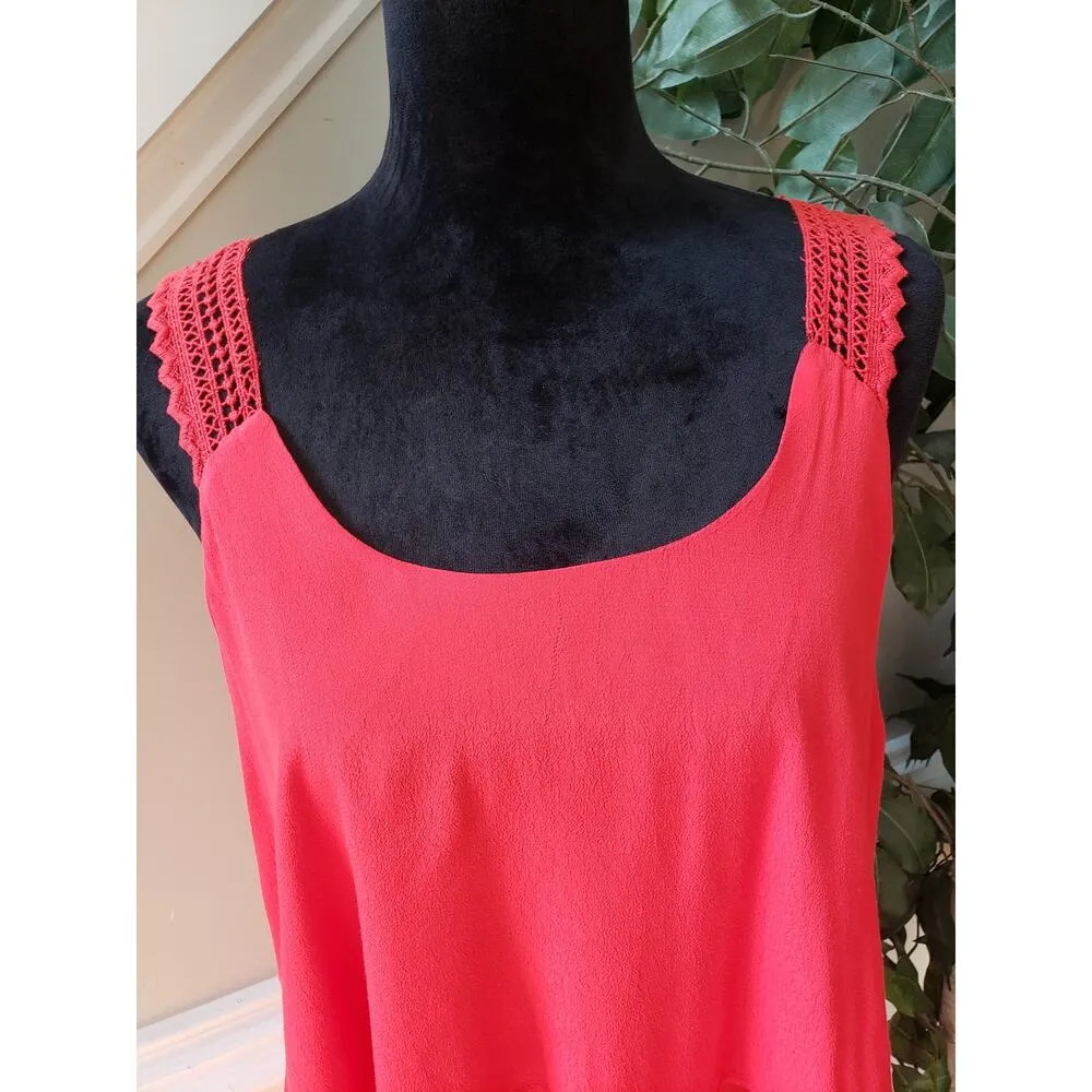 Maeve Shift Dress Womens 4 Pink Lined Lace Straps Tiered Anthropologie Back Zip - Image 10