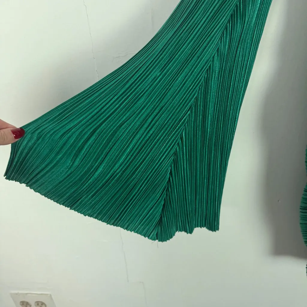 Hello Molly Hype Girl Plisse Long Sleeve Mini Dress Green US Size 8 - Image 7