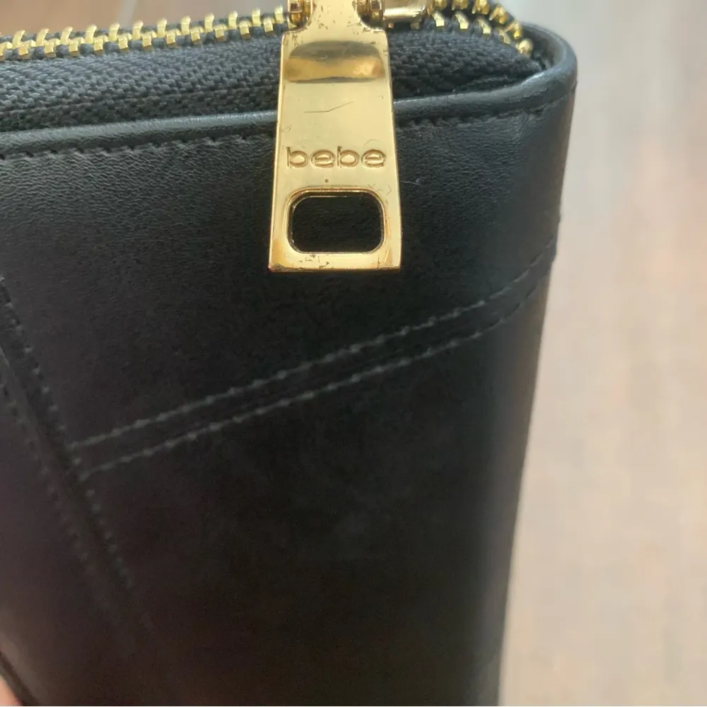 bebe Black Faux Leather Zippered Wallet - Image 3