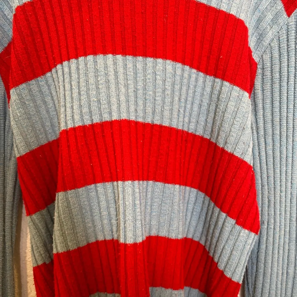 Bulldog Vintage Women’s Blue & Red Striped Y2K Pullover Hooded Sweater EUC Sz Sm - Image 4