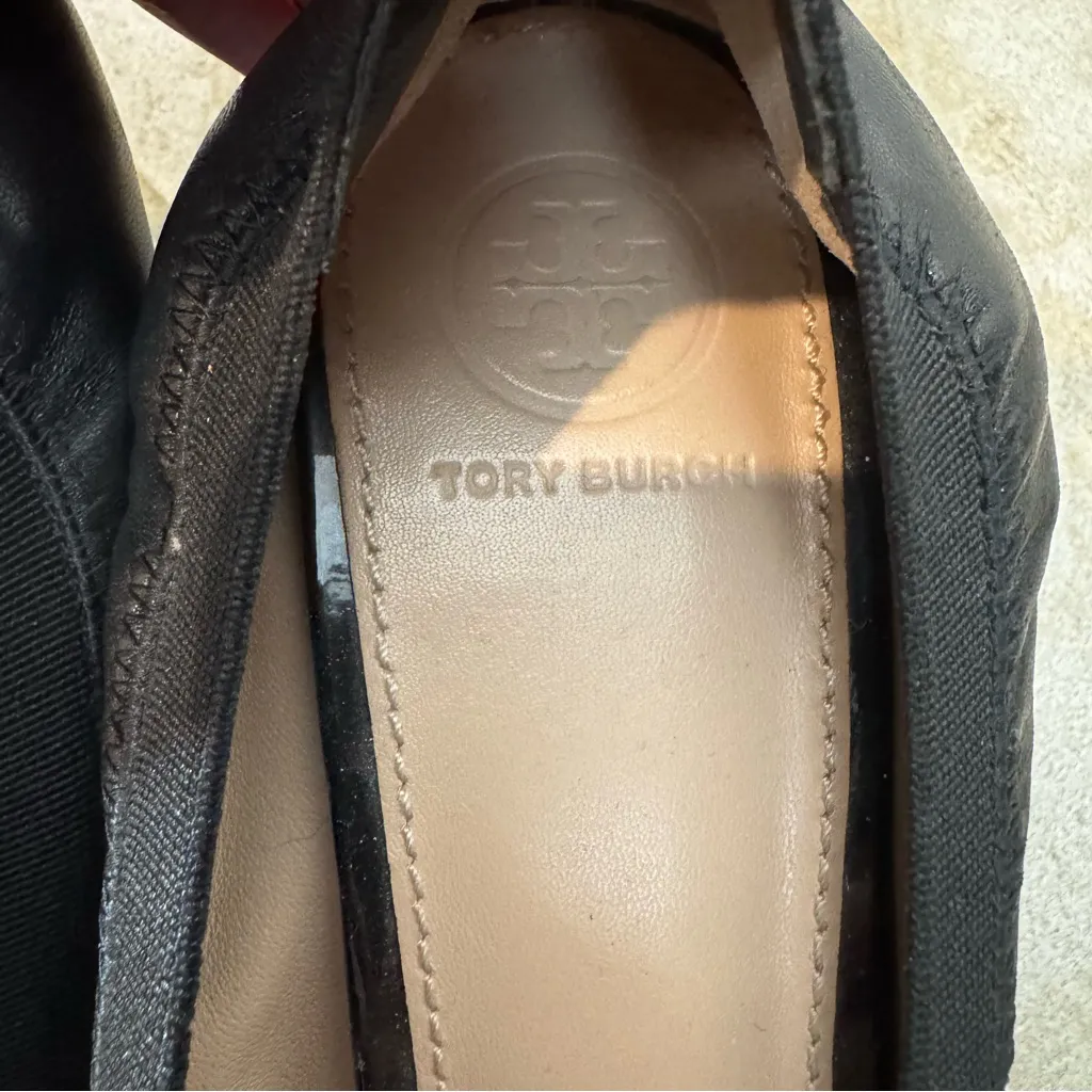 Tory Burch Jolie Cap Toe Wedge Pump Black Size 10 - Image 4