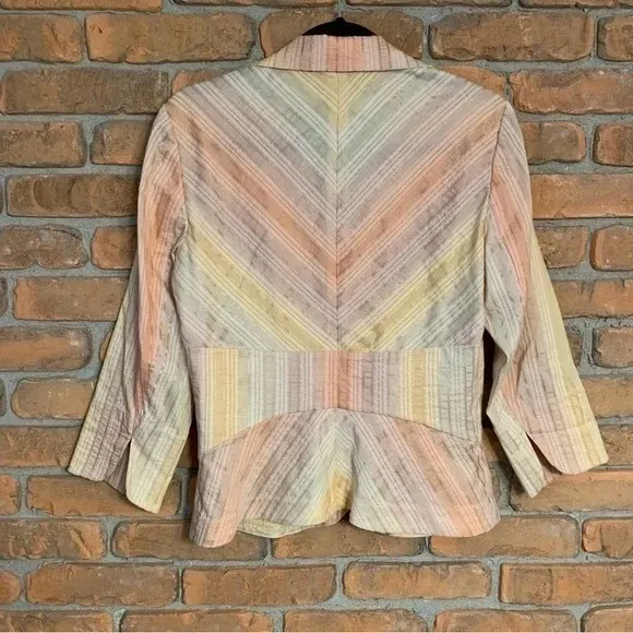 Y2K Bandalino Striped Blazer Jacket‎ Womens 6 Pink Pastel Career Stretch Fitted - Image 2