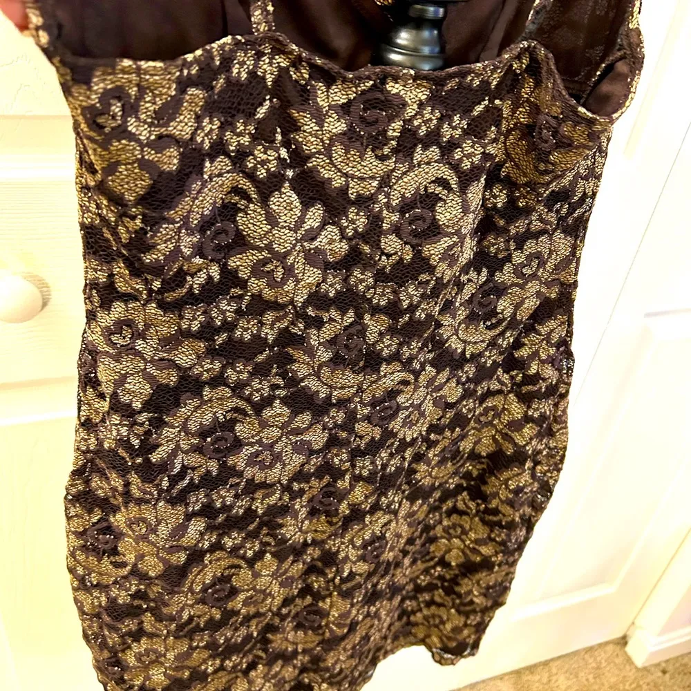 Hugo Buscati Chocolate,Gold metallic lace over Dress from his masterpieces - Image 5