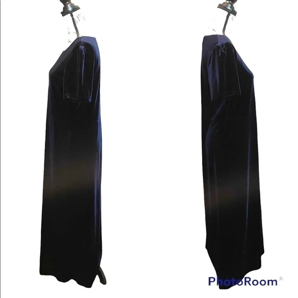 Laura Ashley Maxi Dress Navy Size Blue Size Large Velvet formal Y2K vintage - Image 4