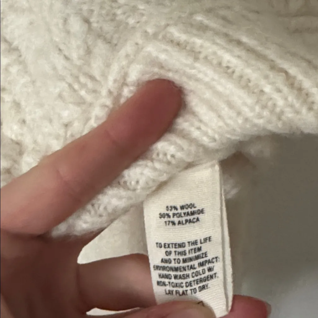 Alex Mill XS Camil Cream Cable Knit Turtleneck Sweater White - Image 9