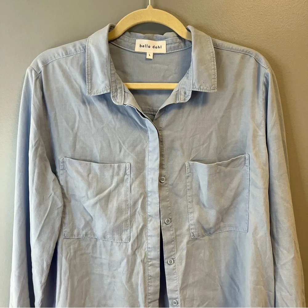 Bella Dahl Top Two Pocket Classic Button Down in Sunbleach Wash Sz L EUC - Image 6