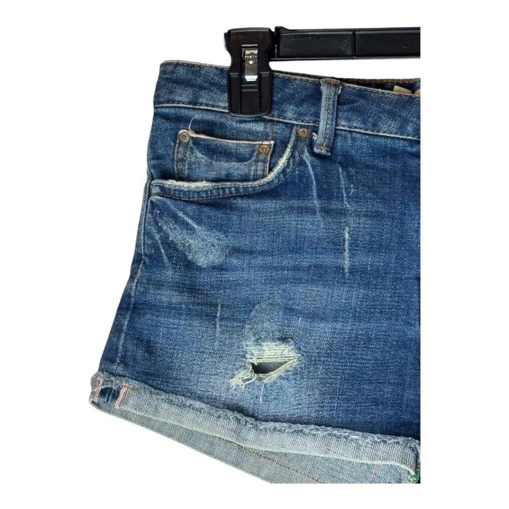 Zara Woman Shorts Women 4 Blue Premium Selvedge Denim Distressed Jean Shorts‎ - Image 3