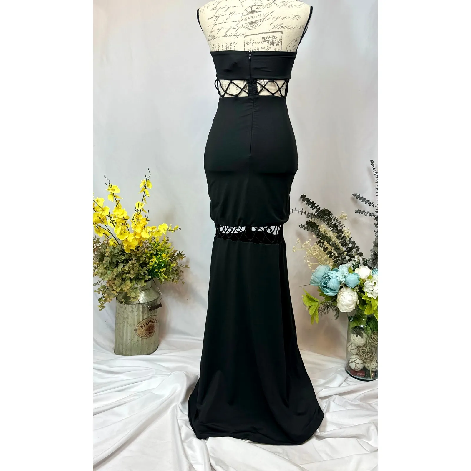 Runaway The Label Mae Partially See Through Maxi Dress Black S - Image 10