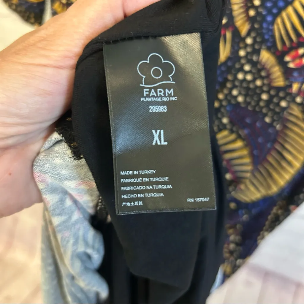 Farm Rio New Black Wild Bananas Jersey Stretch Dress size XL coastal chic - Image 6