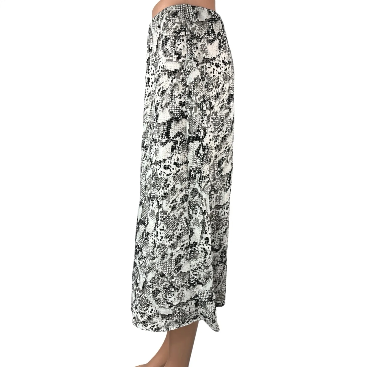 Sanctuary Black White Snakeskin Snake Animal Print Pull On Midi A-line Skirt S - Image 2