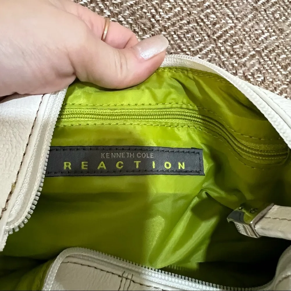 Vtg Kenneth Cole Reaction White Leather Rectangular Y2K Handbag Grunge Preppy - Image 4