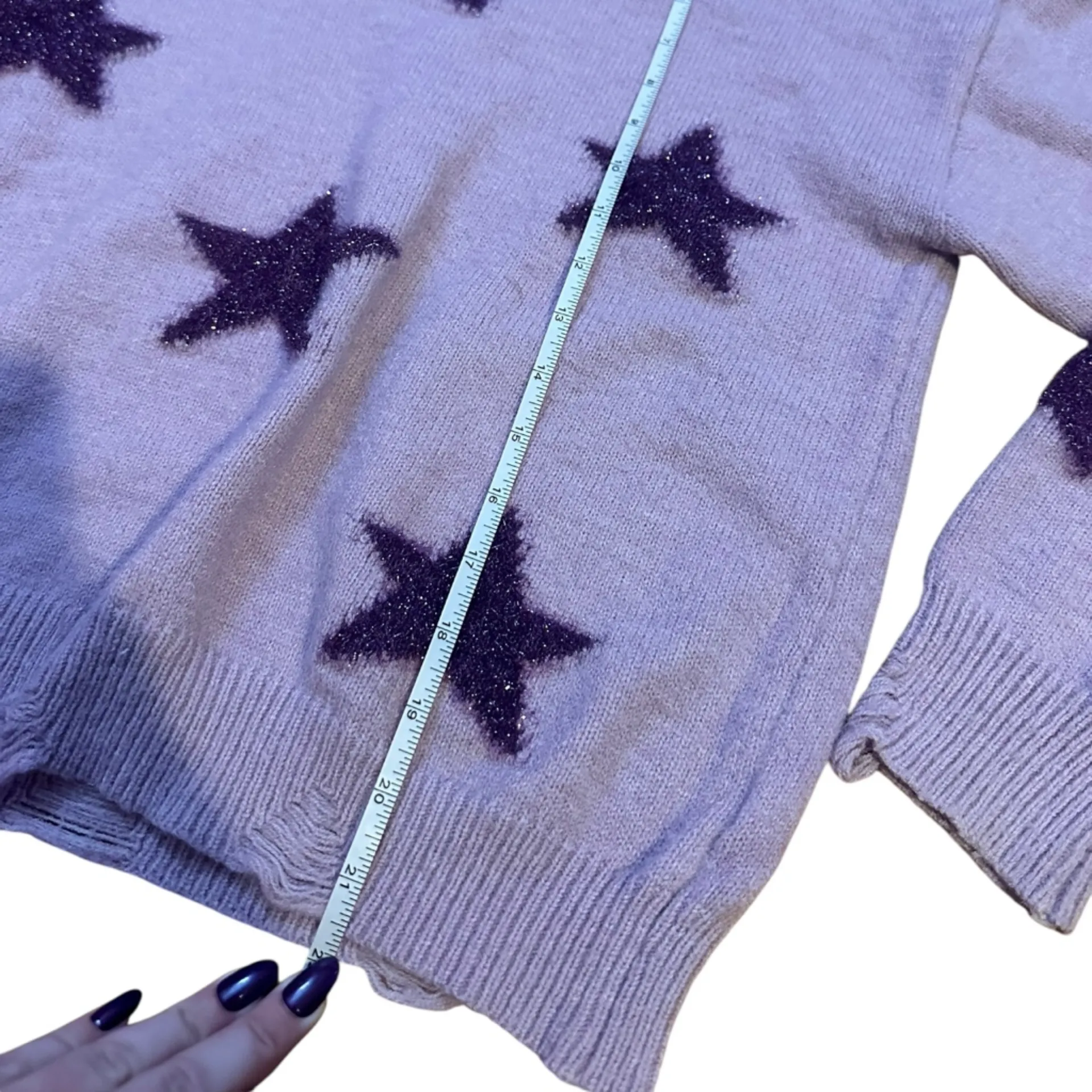 JODIFL Purple Crewneck Sweater with Star Pattern - Image 5