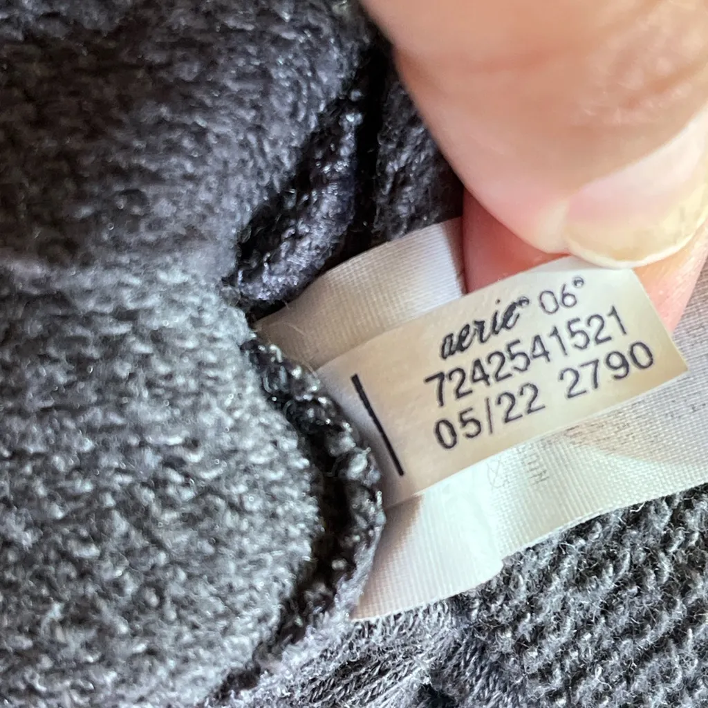 Aerie Side Ruched Hoodie Sweatshirt Gray Large Drawstring Comfy Pullover - Image 6