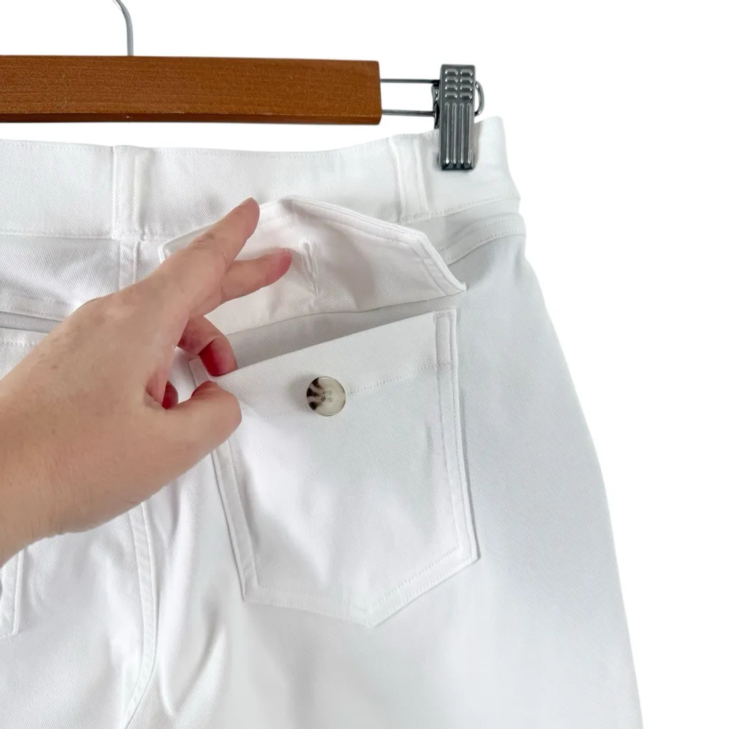 SPANX Stretch Twill Cropped Wide Leg Pants White Sz M Pull-On High Waist - Image 8