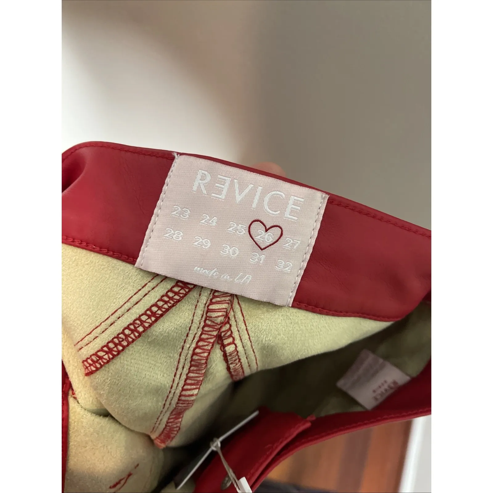 New Revice LA Venus Flare Pant Red Pleather Sz 26‎ - Image 9