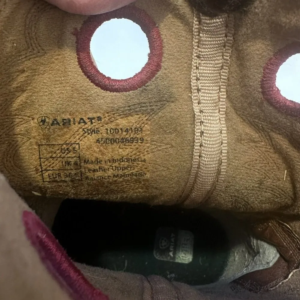 Ariat Boots Womens 5 Brown Western Square Toe Pull On Thick Stitch Low Heel - Image 10