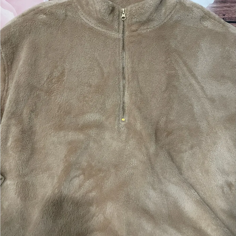 Old Navy Tan Quarter Zip Sherpa (S) - Image 2