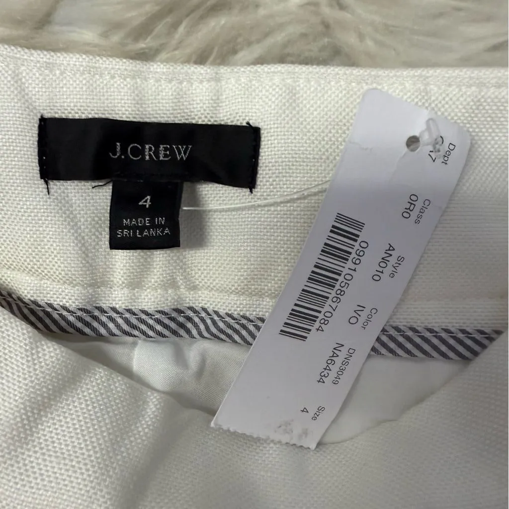 J.Crew High-Rise Pleated Linen Pants Women’s 4 Ivory New With Tags - Image 4